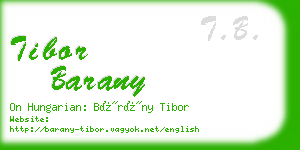 tibor barany business card